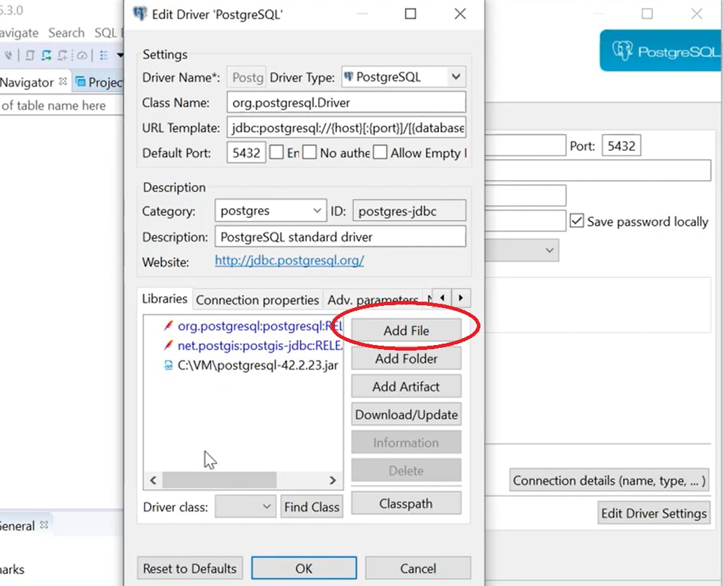 DBeaver PostgreSQL: Add JDBC Driver